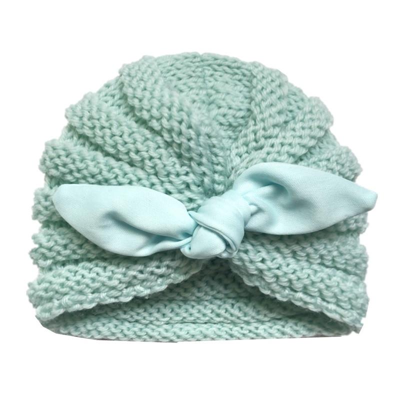 Handmade Knitted Winter Baby Hat for Girls Candy Color Enfant Baby Beanie Turban Hats Newborn Baby Cap