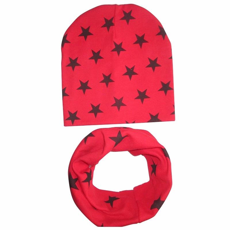 Modern New Trend Baby Hat Scarf Star Prints Cotton Children Boys Girl Cap Beanie Neck Collar Scarf Autumn Winter Warm Kids Hats For Kids