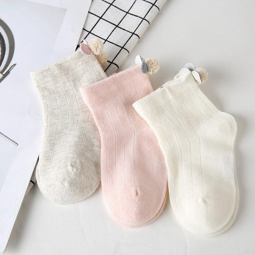 3 Pairs  Cartoon Candy Color Cotton Fashion Elastic Band Socks For Newborn Boys And Girls