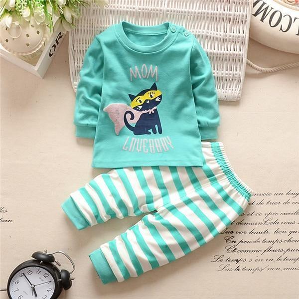 Modern Luxury Baby Boy Clothes Cotton Clothing Sets Cartoon Long-sleeved T-shirt Pants Infant Clothes 2pcs Ste For Boys and Girls Kids