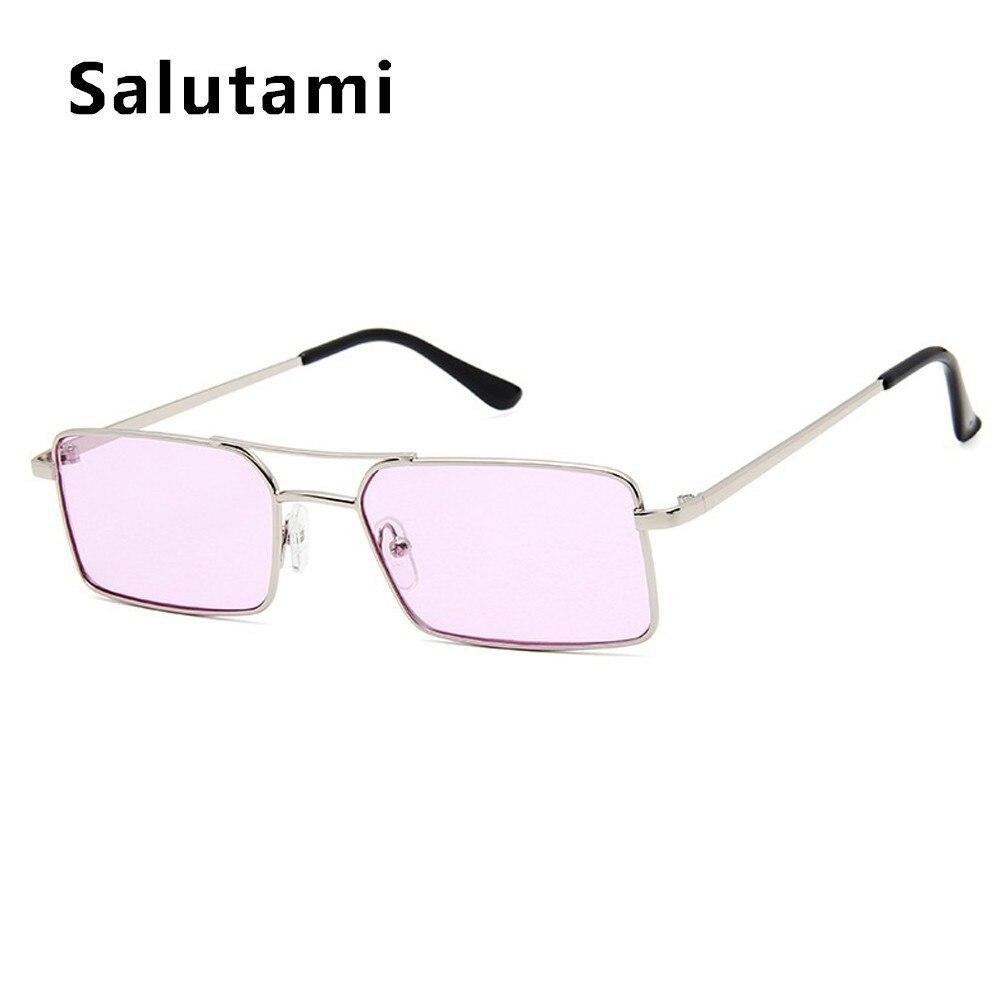 Luxury Famous Retro Modern Square Unisex Men and  Women‘s Sunglasses  With Alloy Metal Small Frame With Clear Double Bridge Men's Sunglasses