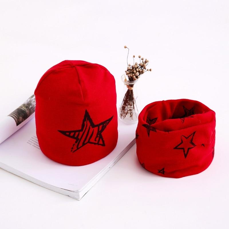 Star Print Cotton Hat And Scarf  Baby Beanie Kids Caps Children's Accessories In Modern New Design For Boys and Girls