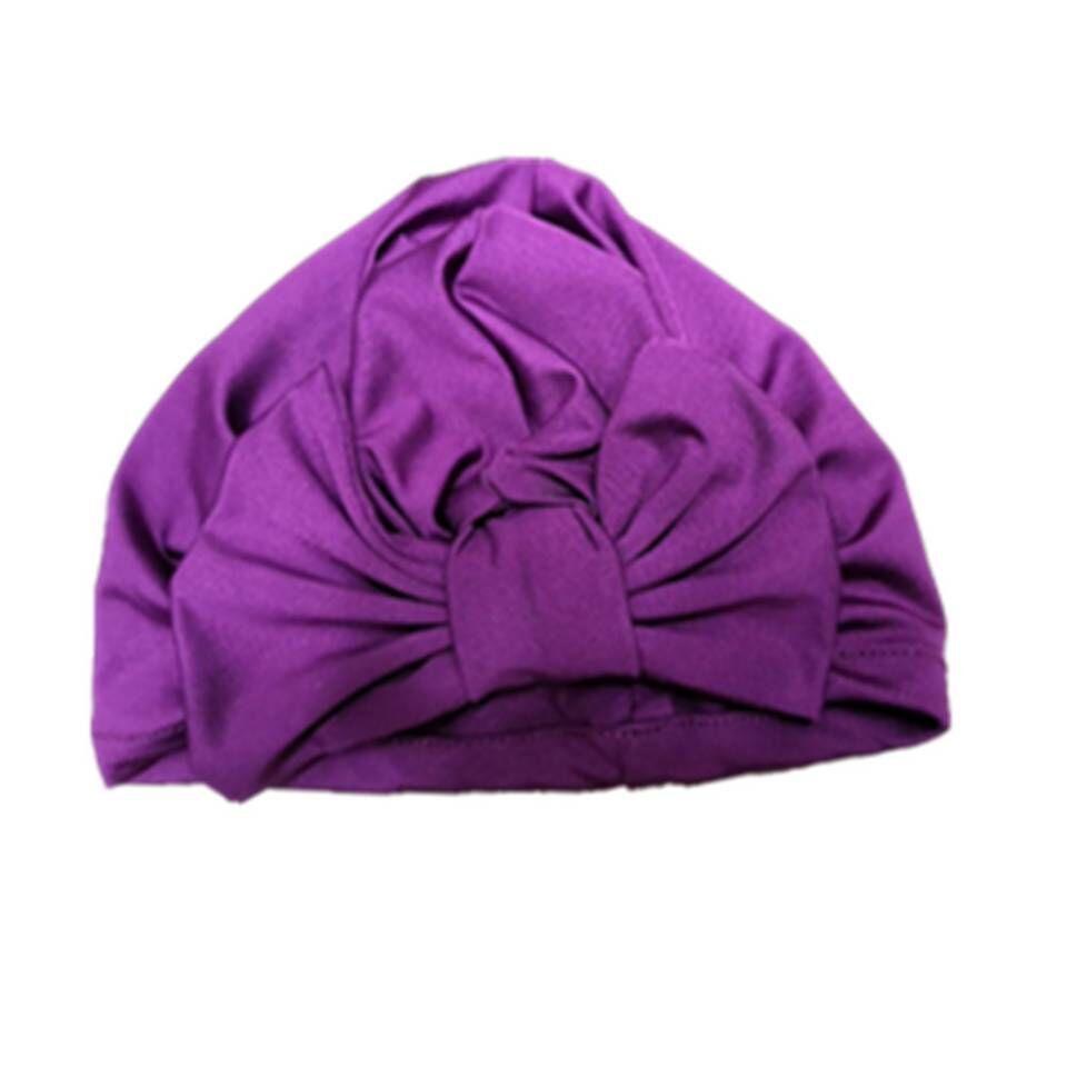 Newborn Baby Kids Boys Girls Soft Turban Cap Beanie Solid Bow Knot Wrap Cap For Baby