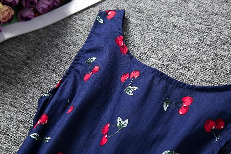 Luxury Modern Summer Girl Dress Children Kids Cherry Dress V-Back Dress Baby Cotton Kids Vest halter dress For Girls