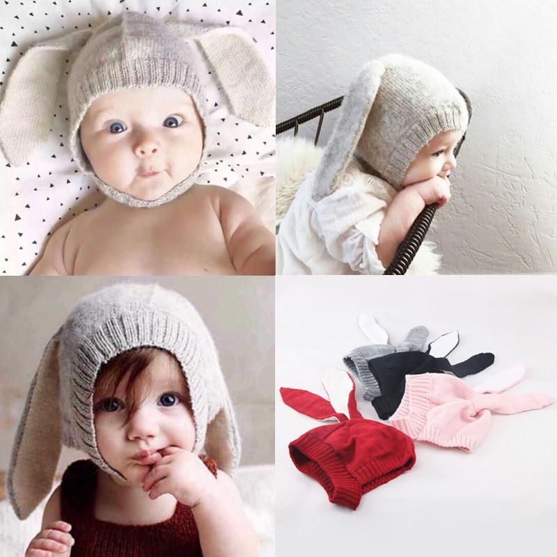 Baby Rabbit Ears Hat Infant Toddler Knitted Caps for Baby Bunny Beanie Hats Accessories