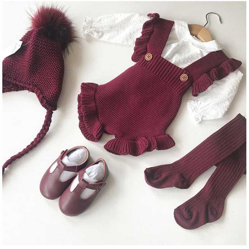 Baby Girl Knitted Clothes Rompers Jumpsuit Cotton Infant Baby Girl Romper In Retro Style For Girls