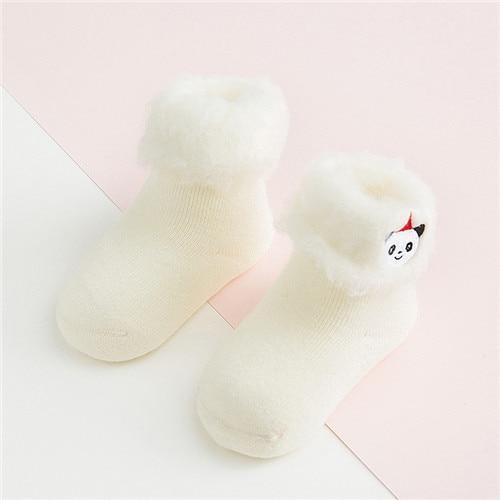 Winter Luxury Cozy Baby 3D Cartoon Embroidery Warm Thick Newborn Socks For Baby Girls and Boys In Elegant Comfortable Fashion Design