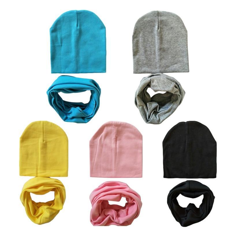 Winter Autumn Baby Hat Scarf Set Newborn Baby Bonnet Soft Cotton Warm Cap Kids Children With Scarf