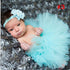 Luxury Modern Elegant Baby Girl Tulle Tutu Skirt and Flower Headband Set Newborn Dress With Big Bow And With Headband