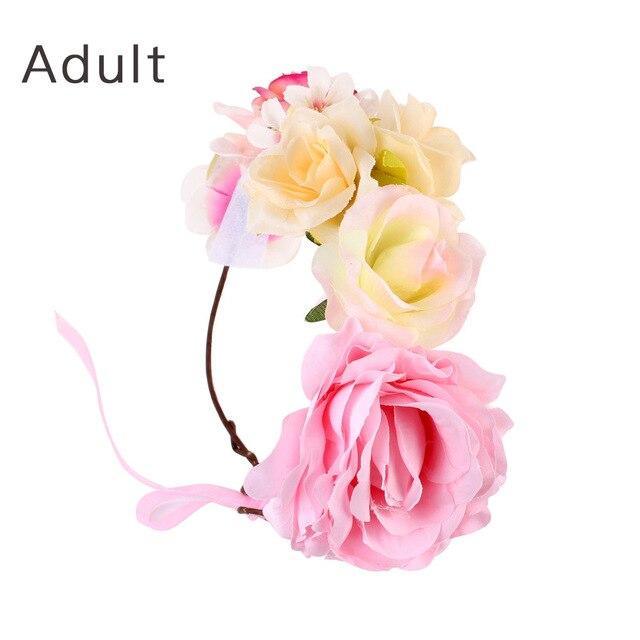 Luxury Handamde Mommy and Baby  Flower Headband Large Flower Crown Mother Kids Flowers  Headwear For Celebration