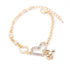 Luxury Modern Elegant Diamond Heart Chain Bracelet Gold Color for Women Love Heart Link Bracelet In Shiny Design