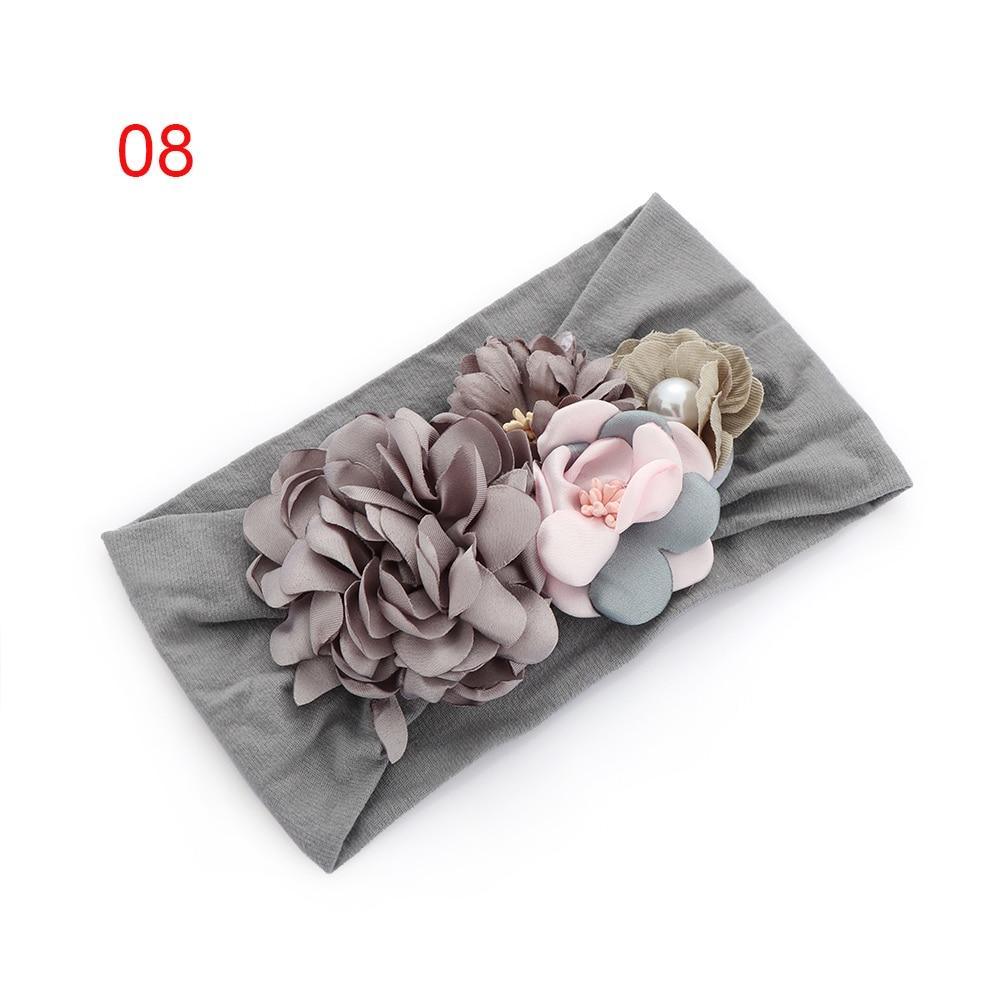 Luxury Handamde Pearl Baby Kids Fashion Headbands Nylon Flower Girl Hairband Pearl Turban Soft Bow