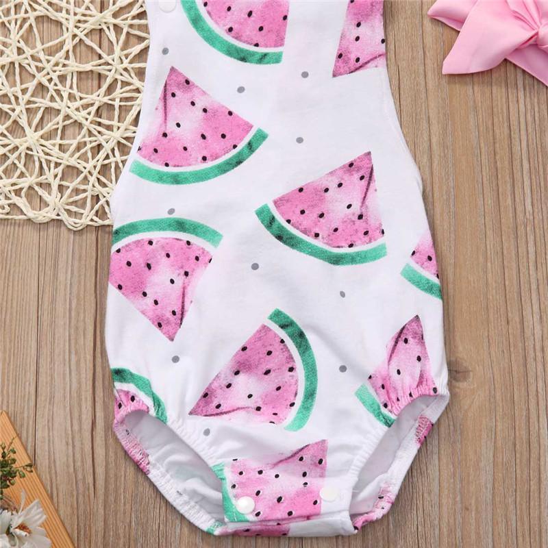 Baby Girls Romper Jumpsuit Headband Watermelon Printed Outfits Sun suit Set New 0-24M In Modern Design