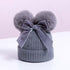 Luxury Modern Elegant New Girls Double Pompom Knitted Hat Warm Thicker Beanie Cap for Baby Girls In Winter elegant New Year Design