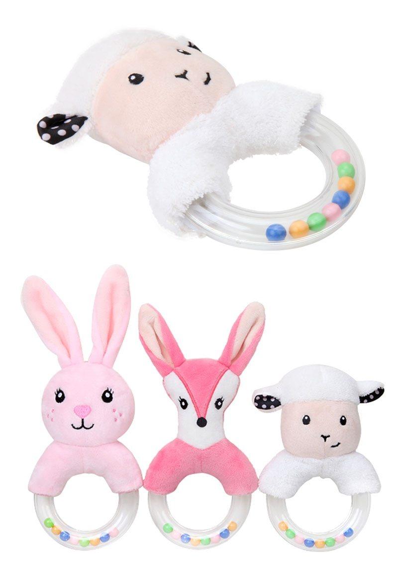 Modern Luxury Baby Rattle Toys Rabbit Plush Baby Cartoon Bed Toys for Newborn Educational Toy Rabbit Bear Hand Bells For Kids and Baby