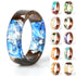 Handmade Elegant Romantic Dried Colorful Real Flower Wood Resin Epoxy Ring Gold Foil Inside Ring for Women