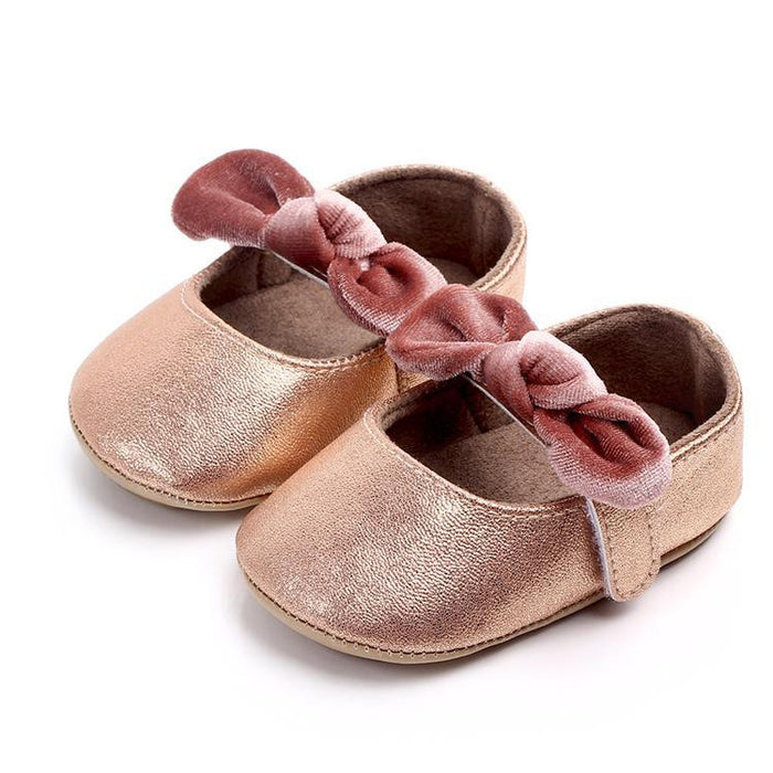 Baby Shoes Infant Girl First Walkers Bowknot Soft Rubber Sole Newborn Pre Walkers Shine Stylish Shoes
