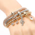 Crystal Owl Heart Charm Bracelets And Bangles Gold Alloy Elephant Anchor Pendants Rhinestone Bracelets For Women