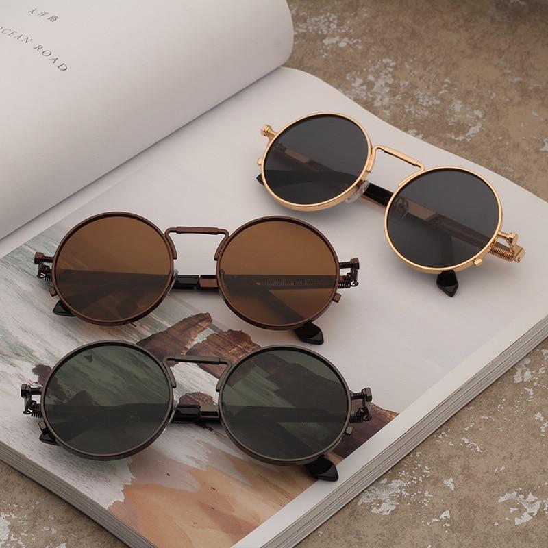 Luxury Vintage Retro Unisex  Men and Woman Sunglasses Punk Style Round Metal Frame Colorful Lens Sung lasses Fashion Eyewear Gafas sol mujer