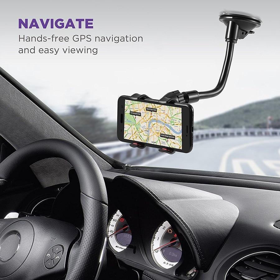 Adjustable Car Strong Phone Holder Flexible 360 Degree Rotation Windshield Mobile Stable Phone Holder Support GPS Car Accessories