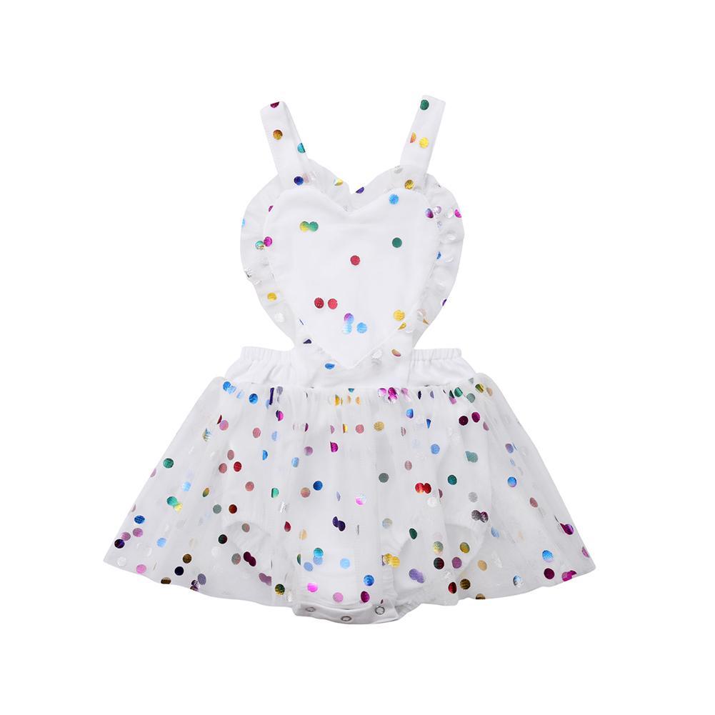 Newborn Infant Baby Girl Romper with Sequin Dot Tulle Dress Outfits for Toddler Girls Dress For Birthday And Party