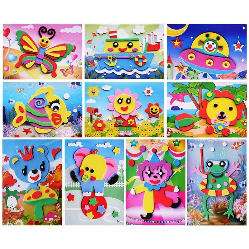 10 designs/lot  Cartoon 3D EVA Foam Sticker Puzzle Series Kids Multi-patterns Styles Toys for Children Birthday Gift