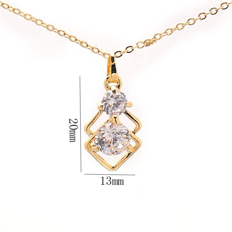 Elegant Wedding Crystal African Jewelry Sets for Women Gold Color Double Layer Square Pendant Luxury Diamond  Necklace and Earrings Jewellery