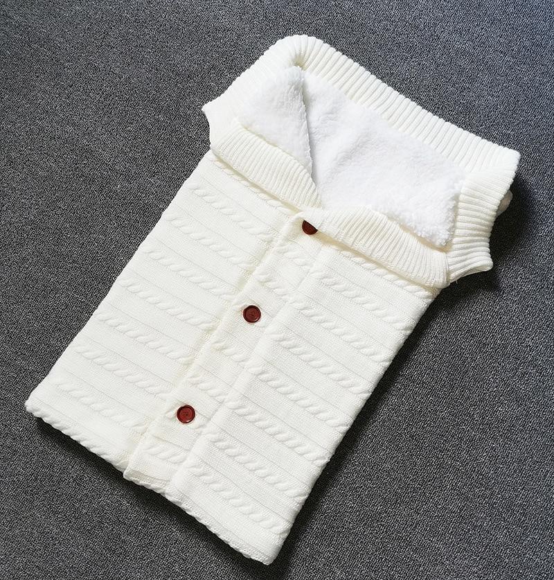 Handmade Wool Warm Baby Blanket Soft Baby Sleeping Bag Cotton Knitting Envelope Newborn Swadding Wrap Stroller blankets Gift for Shower