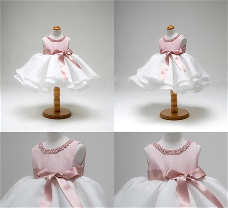 Luxury Designer Handmade Pink Dress for First Birthday Party Girl Baby Clothing Ball Toddler Girls Dress