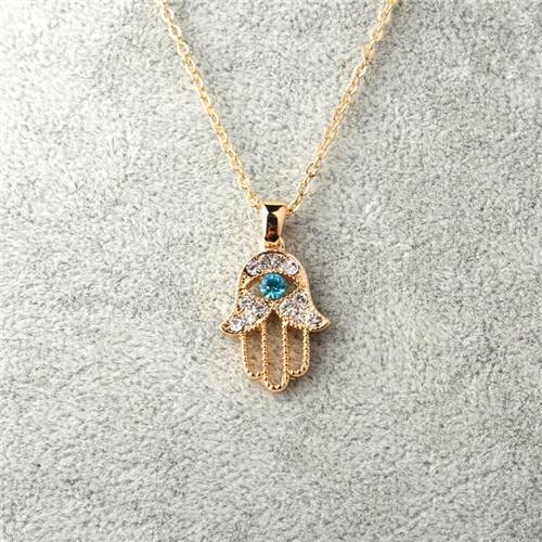 Modern Turkish Crystal Elegant Evil Eye Hand Hamsa Pendant Necklace Luxury Women Amazing Color Jewelry Hollow Out Clavicle Link Chains