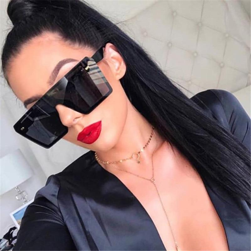 Modern Oversized Square Sunglasses For Lady and Women Luxury Brand Fashion Gafas Shade WIth Mirror Glasses And UV400 Protection