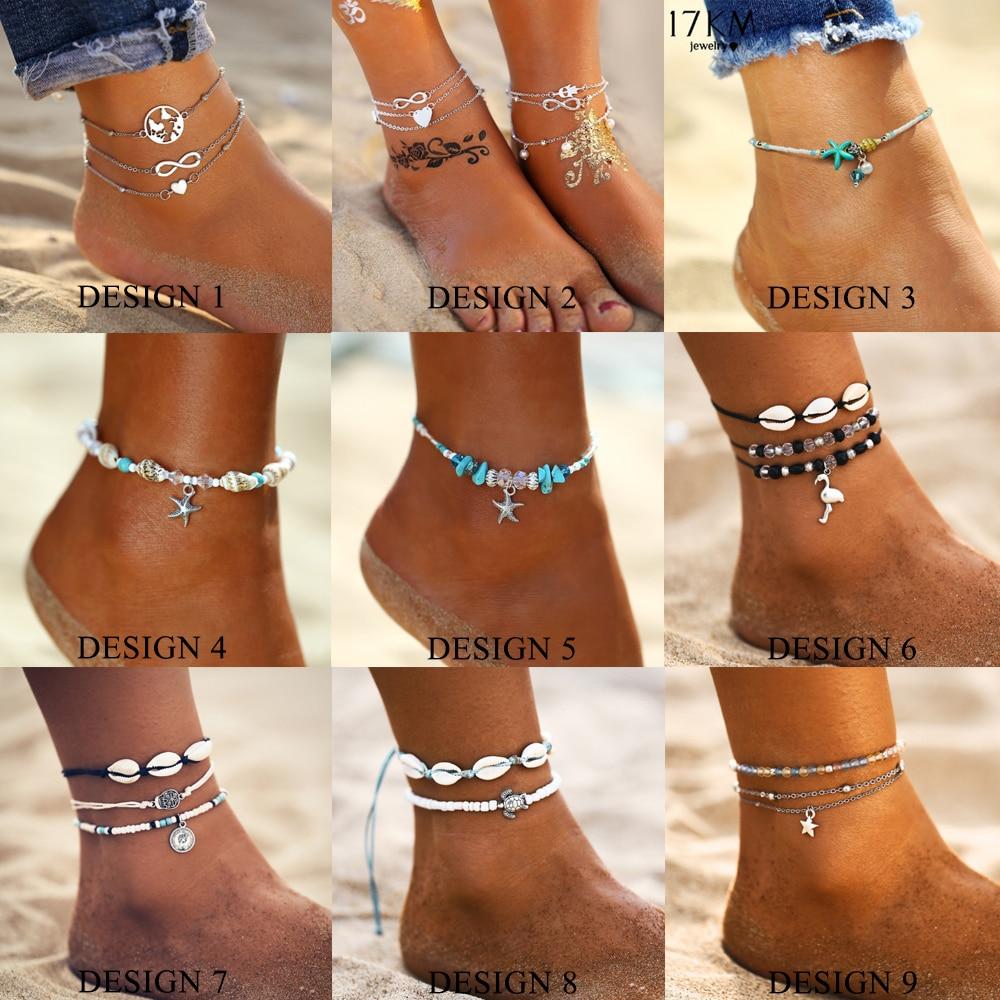 Starfish Pendant Anklets For Women Stone Beads Shell Anklet Bohemian Bracelets Jewelry