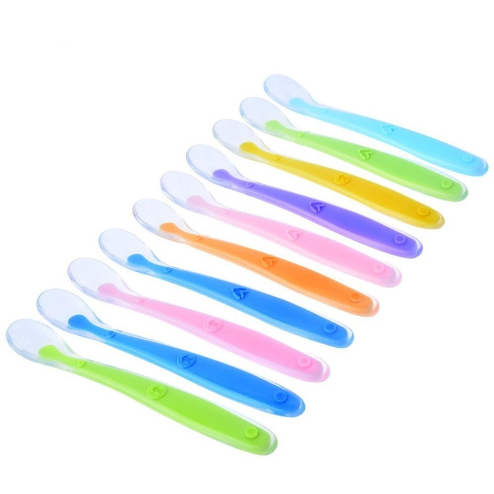 Baby Spoons Feeding Dishes Tableware For Children Flatware Cutlery Spoon Silicone Tools-for-patchwork Lot Soup Ladle