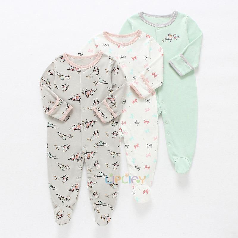 3pcs Set Baby Romper Newborn Sleep suit Flower Baby Rompers Infant Baby Clothes Long Sleeve Newborn Jumpsuits Pajamas for Kids