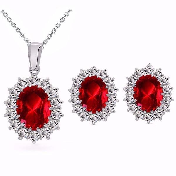 Luxury Elegant Juwelery Set For Ladies IN Blue Crystal Stone Wedding Jewelry Style  For Brides Silver Color Necklace Set For Women