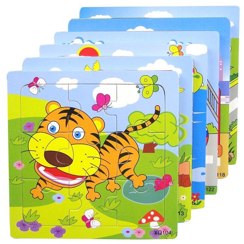 1 Pcs Animal Wooden Puzzles For Children In Wooden 3D Mosaic Puzzles Kids Educational Toys Design  For Baby Birthday Gifts