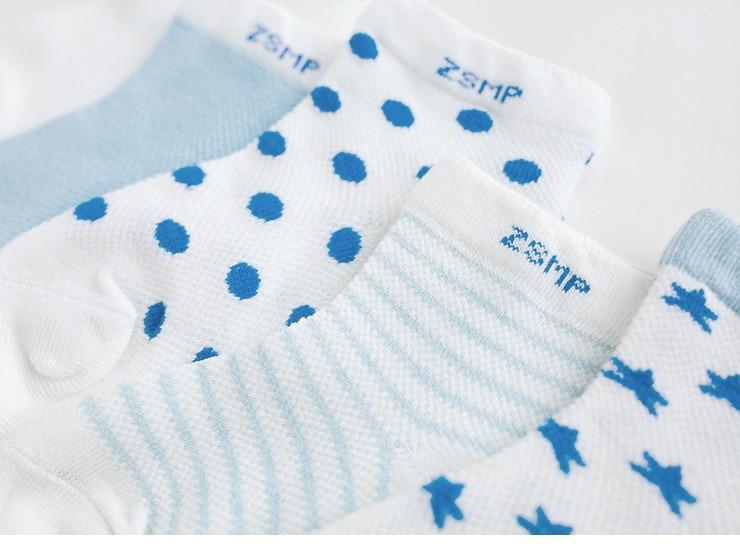 5 Pairs Pack  Children's Summer Mesh Socks Ultra-thin Breathable With Stars Moon Print For Boys And Girls