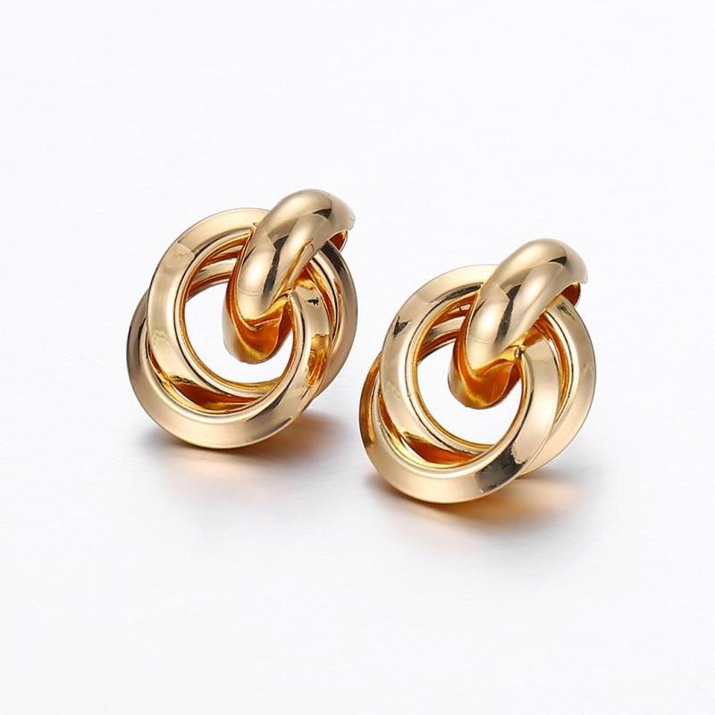 Trendy Gold Twisted Modern Small Stud Earrings Metal Statement Elegant Earring Prisoner Classic Luxury Minimalist Beautiful Jewelry