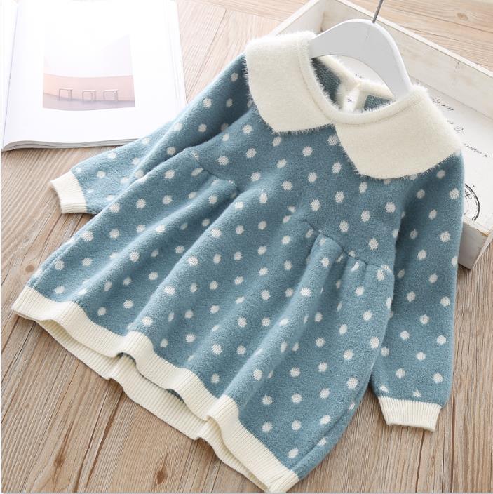 New Baby Winter Knitted Clothes Infant Toddler Tops Shirts For Baby Girls Retro Dress Design