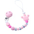 Pink Silicone Personalised Name Baby Pacifier Clips Crochet Beads Silicone Crown Pacifier Chain Holder For Kids and Baby Pacifier