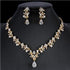 Classic Bridal Jewellery Sets for Women's Dresses Accessories Cubic Flower Necklace Earrings Set Gold Color