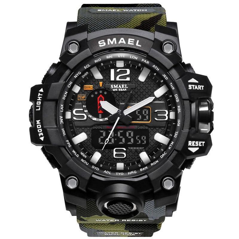 Brand Luxury Military Sports Men Quartz Analog LED Digital Watches For Man Waterproof 50M Dual Display Wristwatches