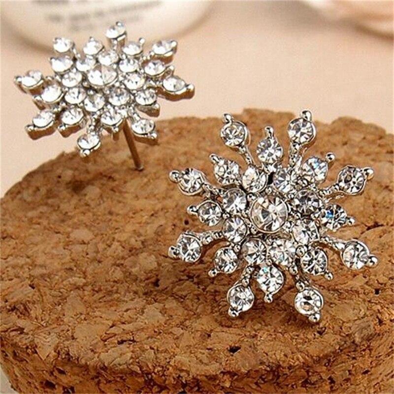 New Modern Fashion Trendy Ladies Crystal Snow Flake Luxury Earing Bijoux Splinter Stud Elegant Earrings For Women Wedding Jewelry