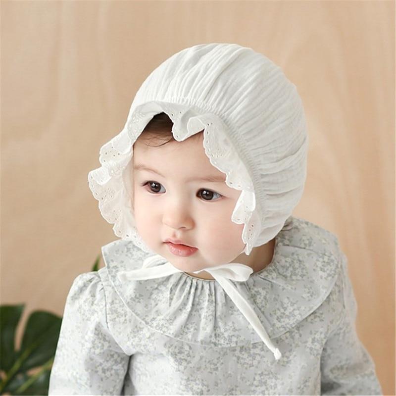 Retro Vintage Newborn Baby Cotton Baby Girl Hat Cap Princess Infant Toddler Baby Bonnet Girls Summer Sun Hat For Girls