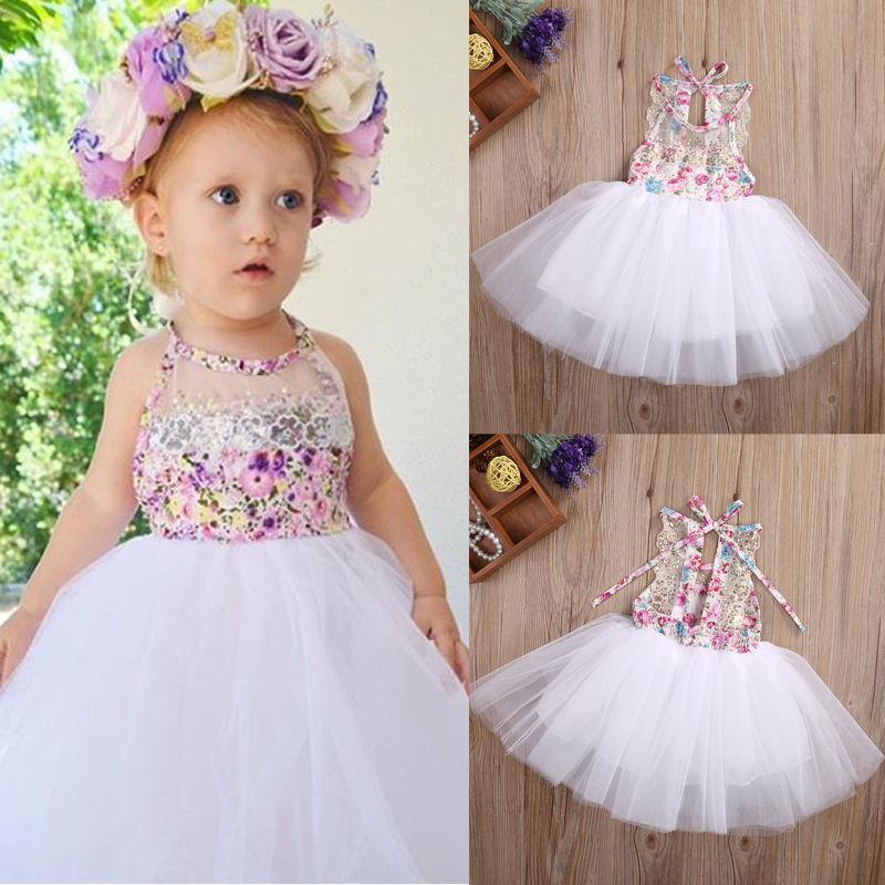 Handmade Girl Dress With Sequins Baby Girls Dress Tulle Tutu Floral Dress Baby Dresses Sundress Baby Clothing For Wedding and Celebrations