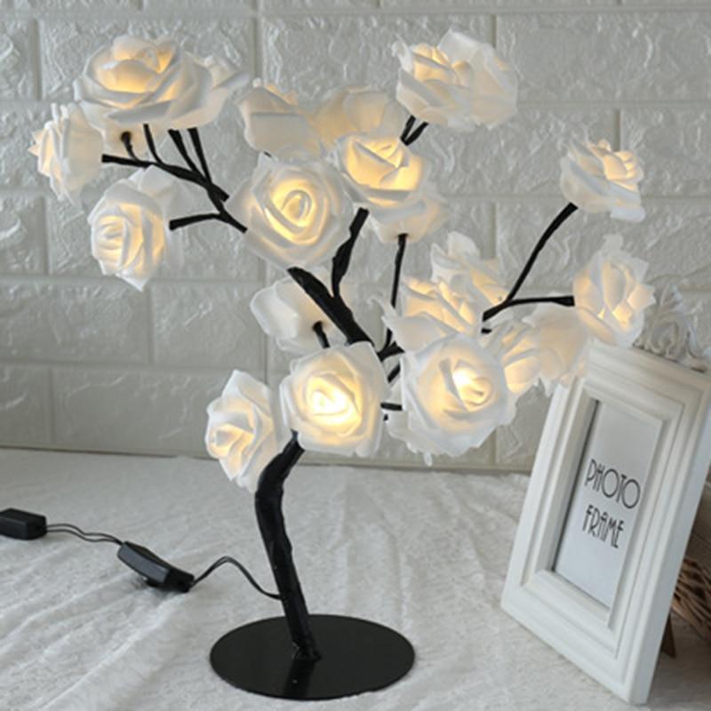 STEVVEX Rose Shaped Table Lamp Flower Rose Tree Decorative Light for Living Room Bedroom Kids Room/Decor Light