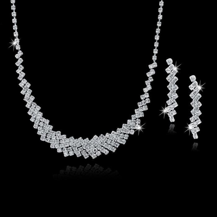 Wedding Jewellery Set Crystal Bridal Jewelry Sets For Women Long Tassel Statement Necklace/Earrings Set