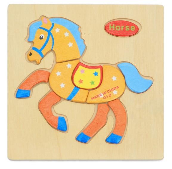 3D Wooden Children Interesting Puzzle Toys With Animals and Cars Exellent Puzzles Intelligence Kids Early Educational Toys For Children