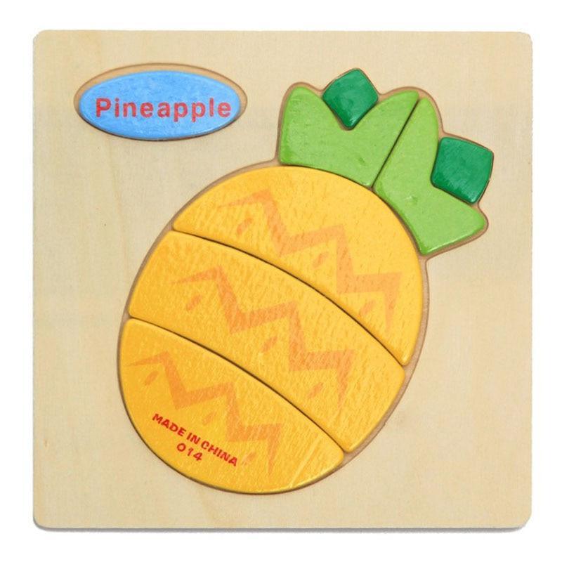 Wooden 3D Stevvex Modern Interesting Baby Learning Puzzles for Children Cartoon Animal Fruit Puzzles Intelligence Kids Children Educational Toy