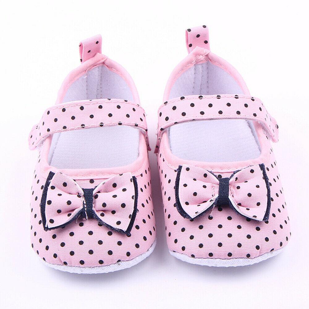 Baby Summer Shoes Anti-slip Sole Crib Shoe Bowknot Dot Print Casual For 3-12 Months Baby